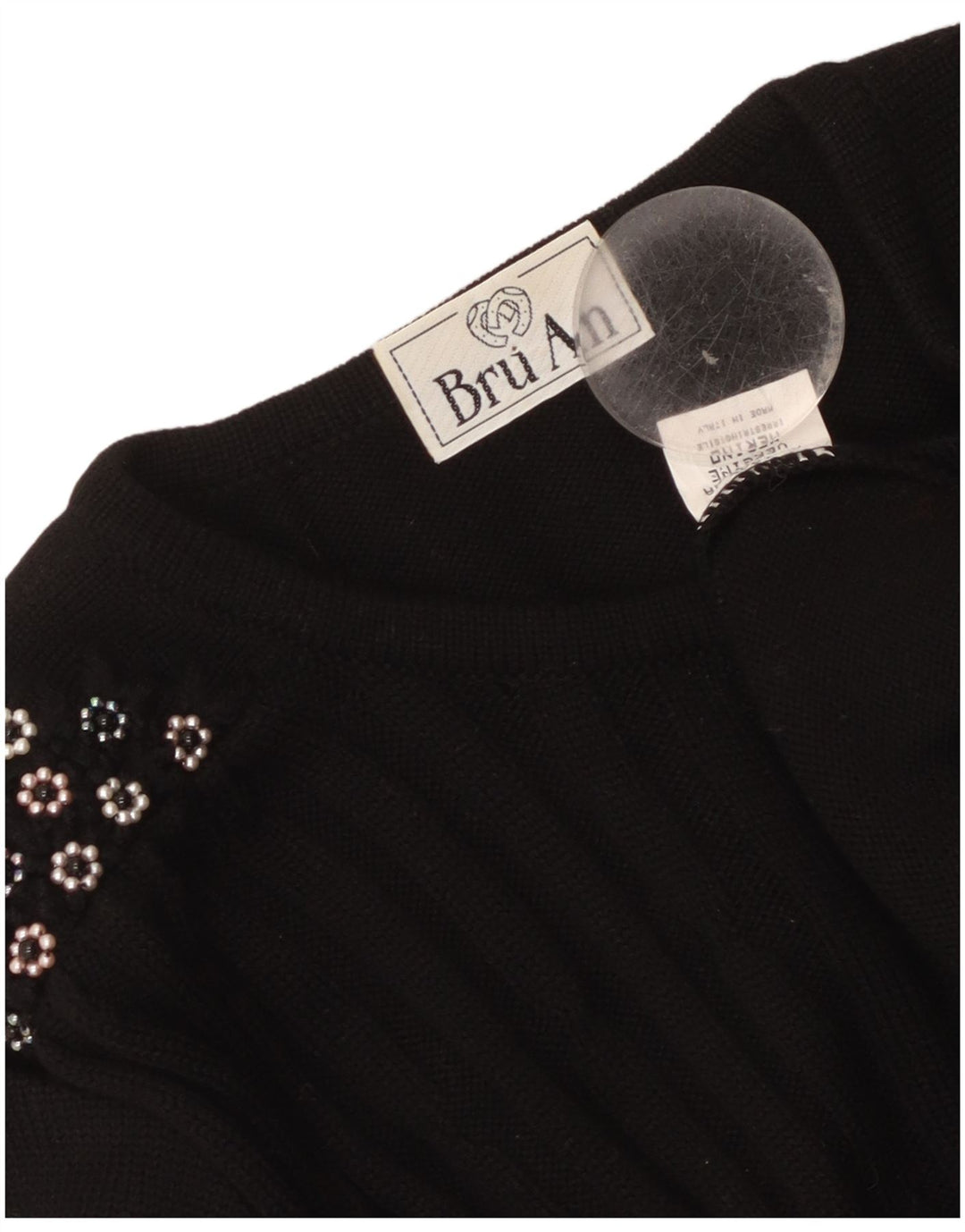 Vintage ženski kardigan džemper UK 14 srednje crne djevičanske vune