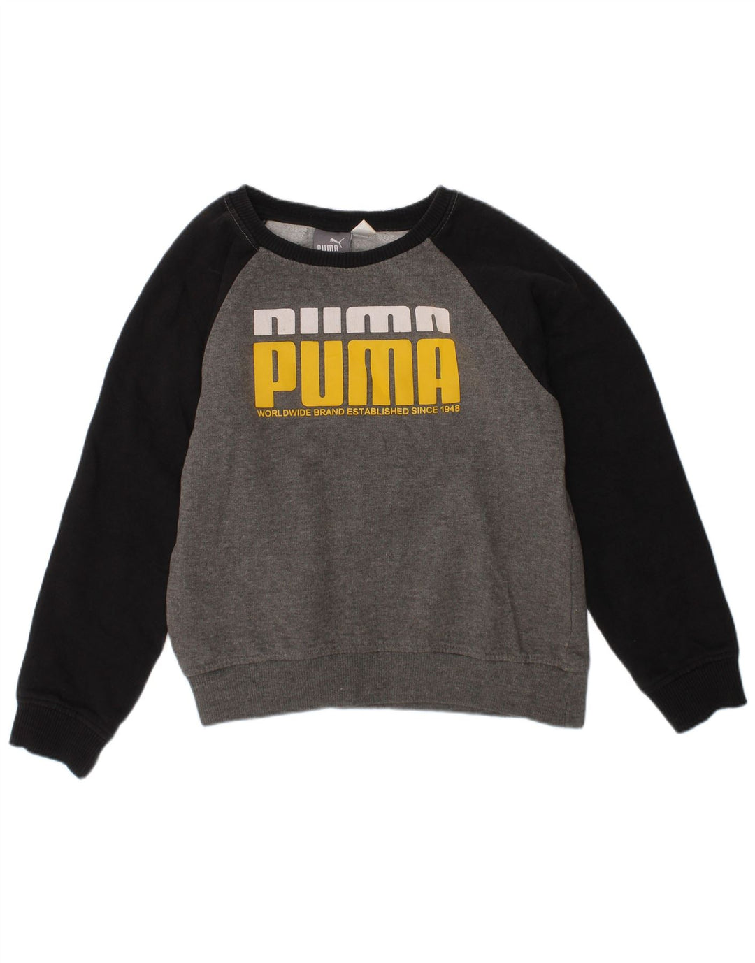 Puma Boys Graphic Sweatshirt Džemper 5-6 godina, sivi pamuk