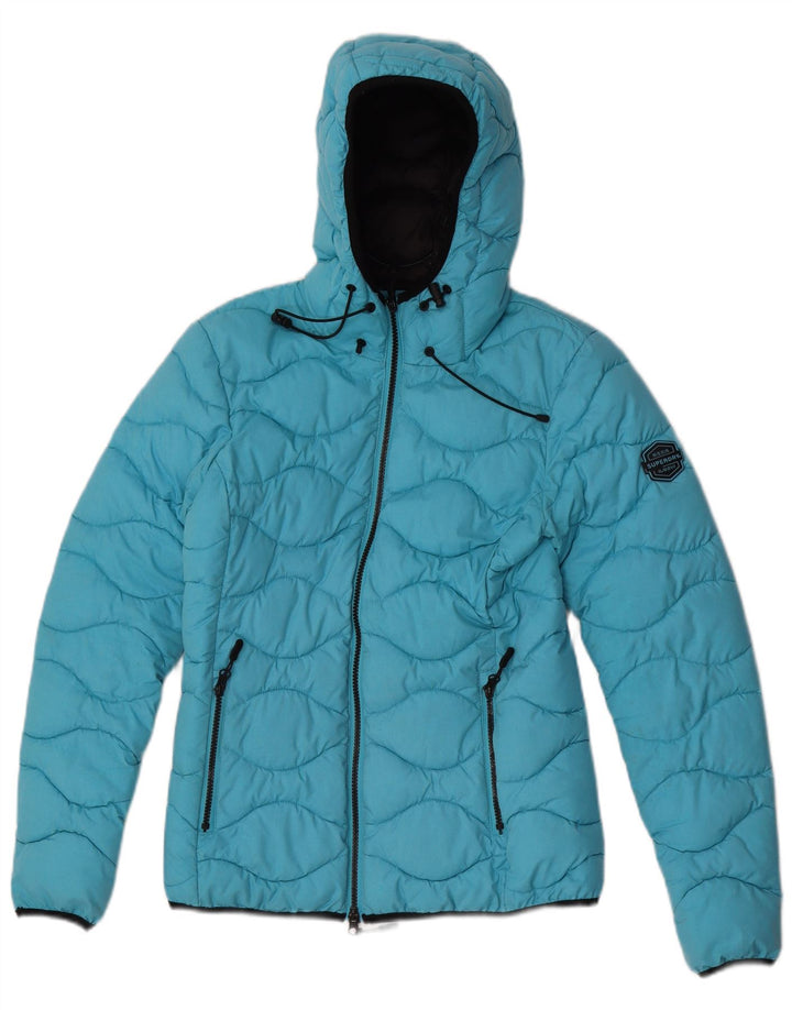 Superdry ženska podstavljena jakna s kapuljačom UK 8 Mali plavi poliester