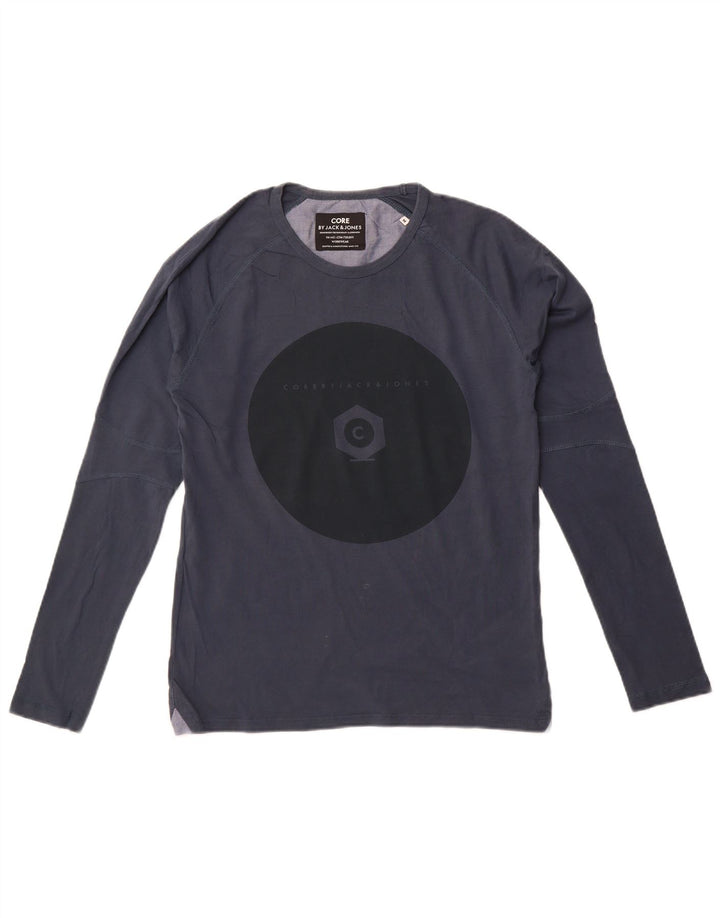 Jack & Jones muška majica dugih rukava s grafikama, srednje tamnoplava