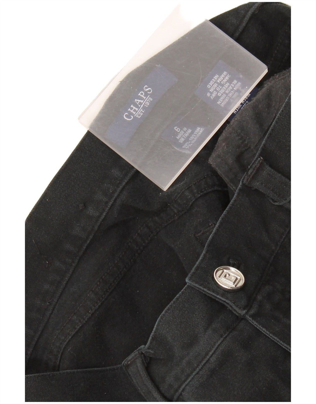 CHAPS Ženske ravne ležerne hlače US 6 srednje W30 L30 crni pamuk