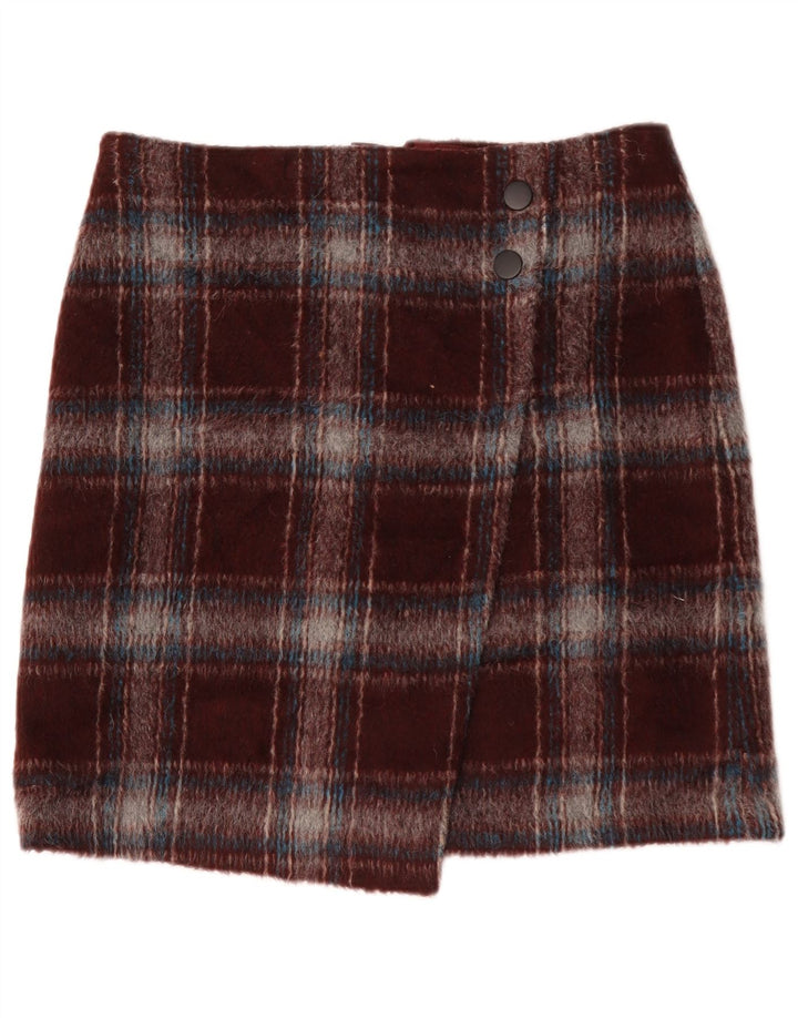 Marks & Spencer ženska mini suknja UK 14 Large W34 Bordo karirani poliester