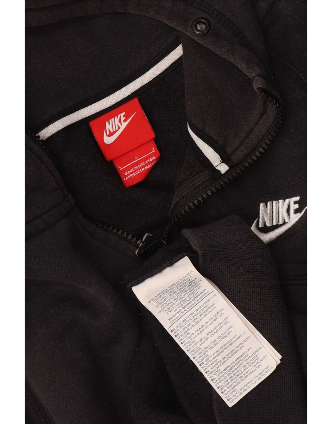 Nike muški pulover s kapuljačom na patentni zatvarač veliki crni pamuk