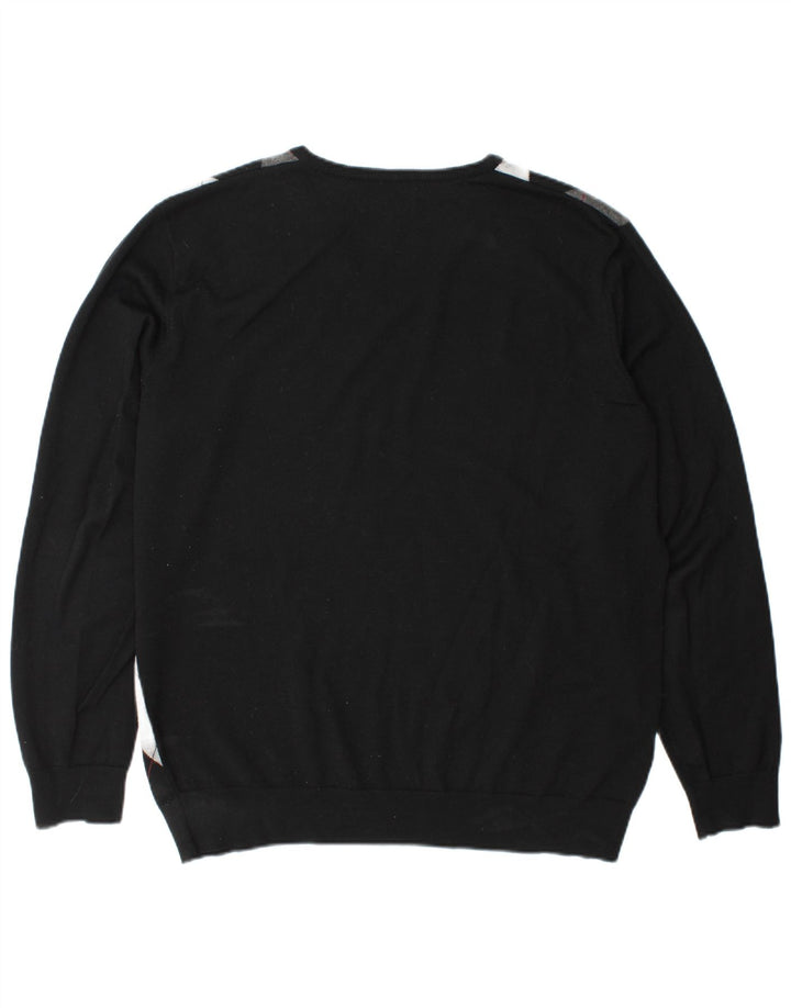 Fred Perry muški džemper s V-izrezom XL crni Argyle/Diamond Wool