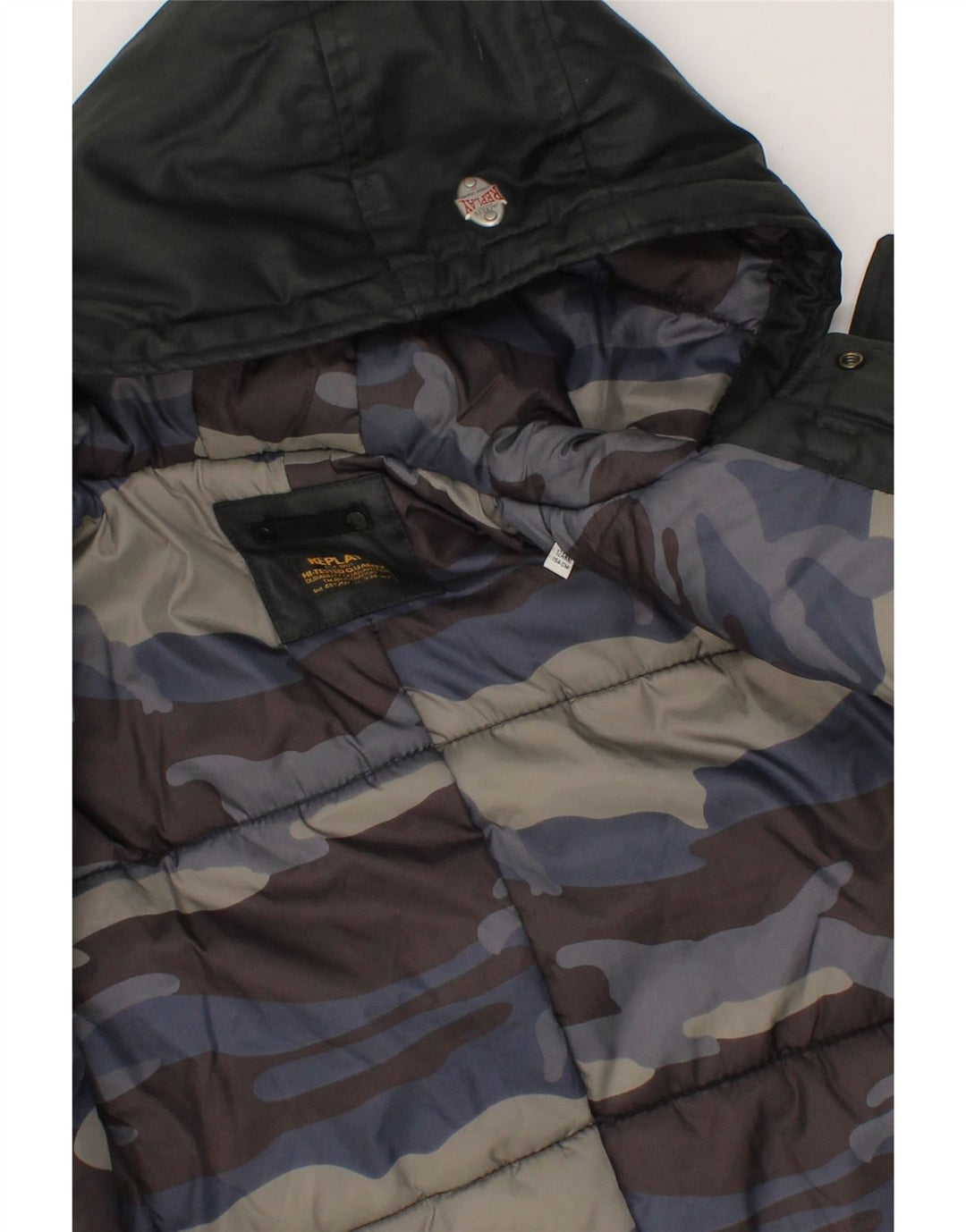 REPLAY Boys Hooded Duffle Jacket 11-12 Years Black Polyester Vintage Replay and Second-Hand Replay from Messina Hembry 