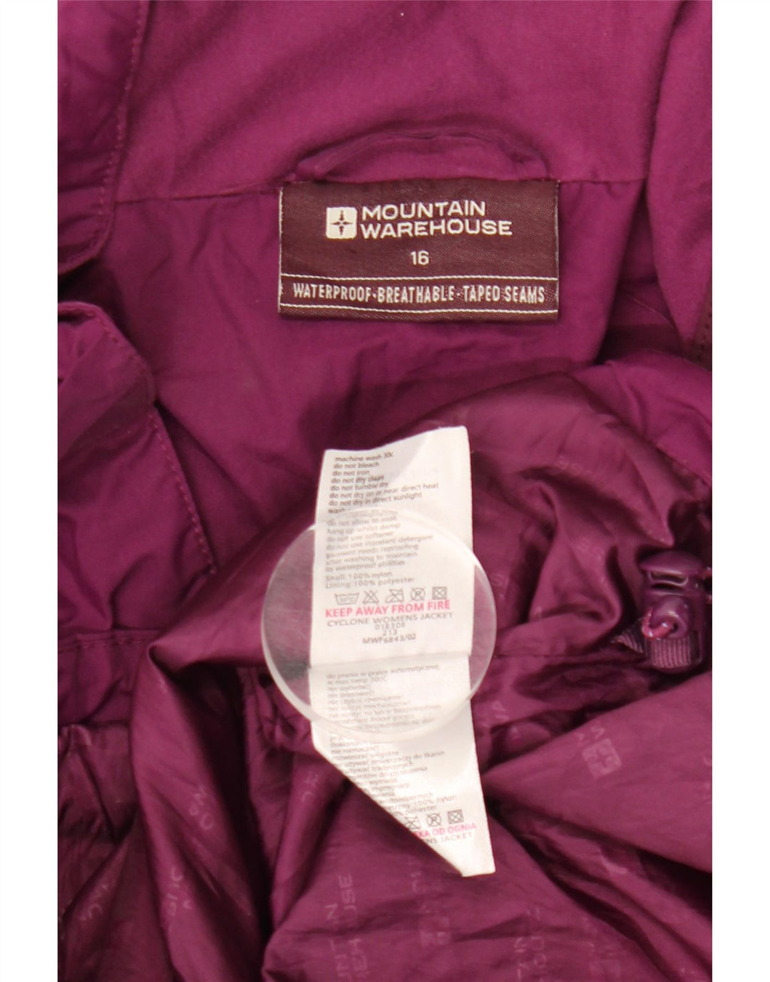 Mountain Warehouse Ženska kišna jakna UK 16 Veliki ljubičasti najlon u boji