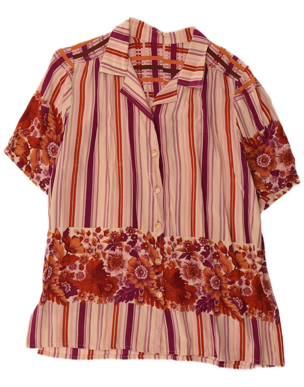 Vintage ženska košulja kratkih rukava UK 18 XL Raznobojno cvjetno