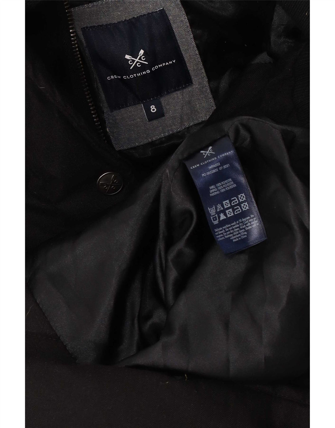 Crew Clothing Ženski podstavljeni kaput s kapuljačom UK 8 Mali crni poliester