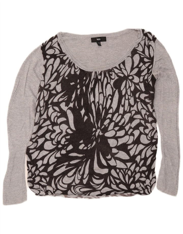 MOSSIMO ženski pulover s kratkim izrezom UK 16/18 Veliki sivi cvjetni