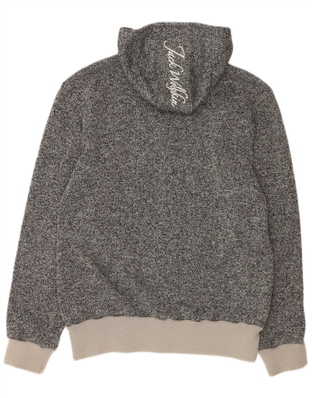 Jack Wolfskin muški pulover s kapuljačom s patentnim zatvaračem, veliki sivi pjegavi poliester