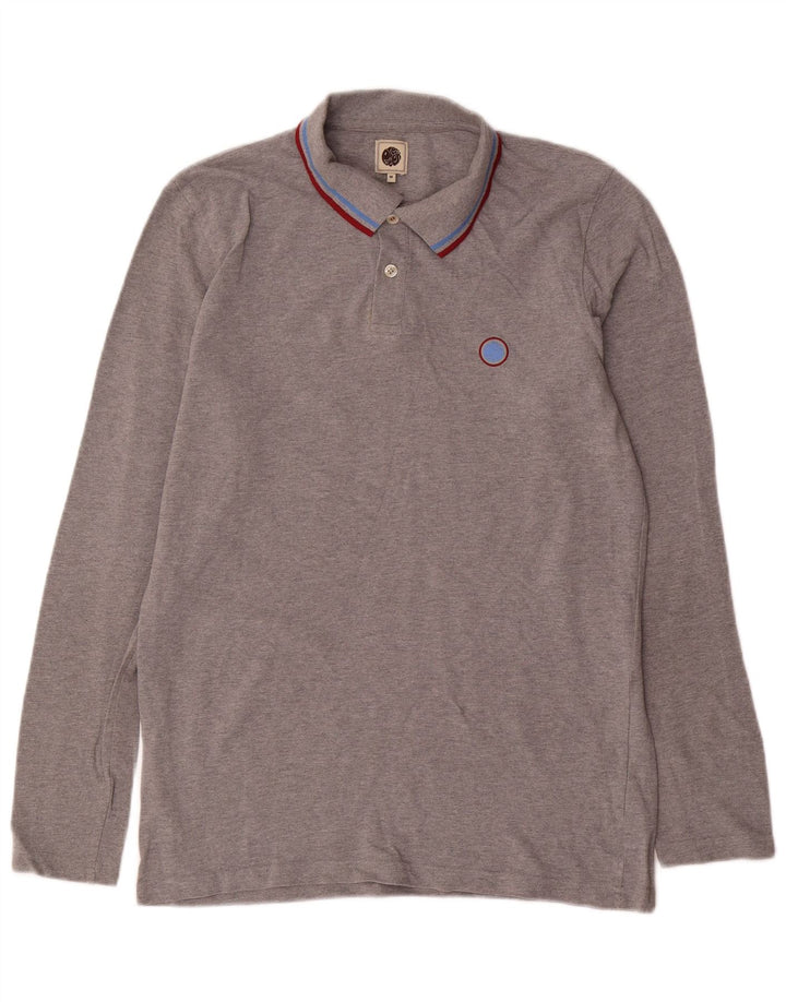 Pretty Green muška polo majica dugih rukava Srednje sivi pamuk