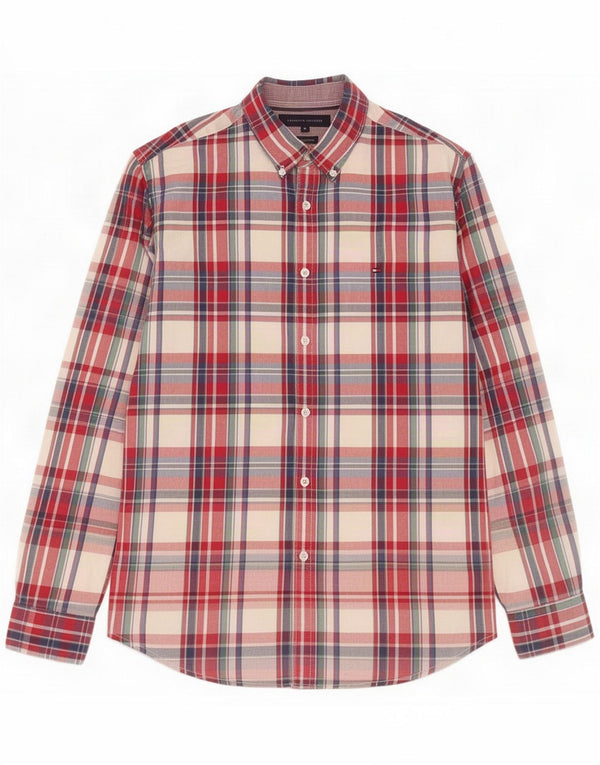 Tommy Hilfiger Mens New York Fit Shirt Medium Red Check Cotton