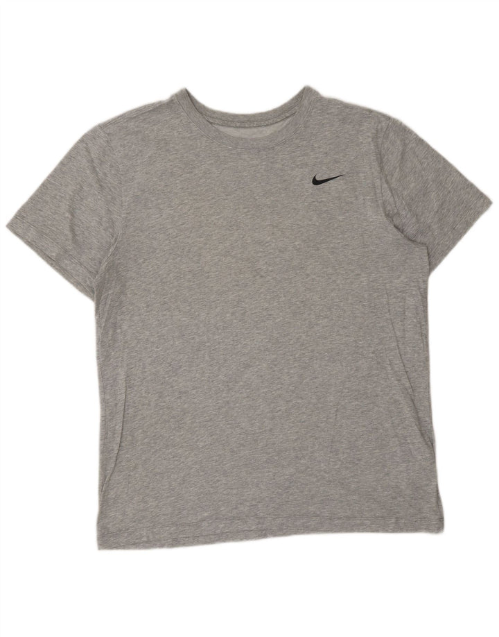 NIKE Muška Dri Fit T-Shirt Top Large Grey Pamuk