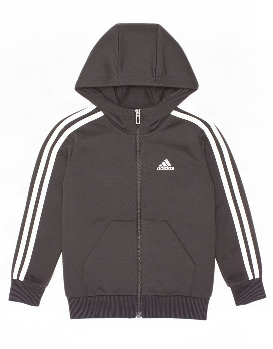 Adidas pulover s kapuljačom s patentnim zatvaračem za dječake 4-5 godina, crni poliester