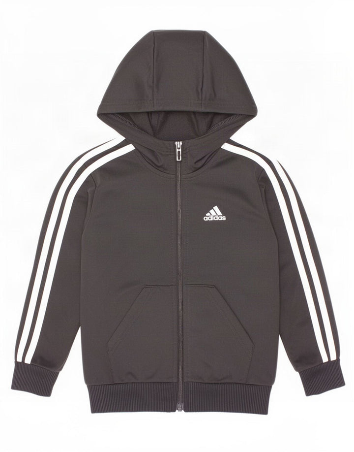 Adidas pulover s kapuljačom s patentnim zatvaračem za dječake 4-5 godina, crni poliester