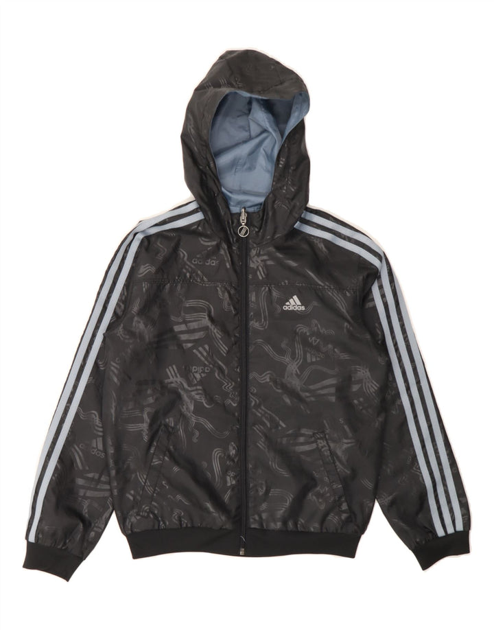 ADIDAS Boys Hooded Reversible Jacket 11-12 Years Black Polyester Vintage Adidas and Second-Hand Adidas from Messina Hembry 