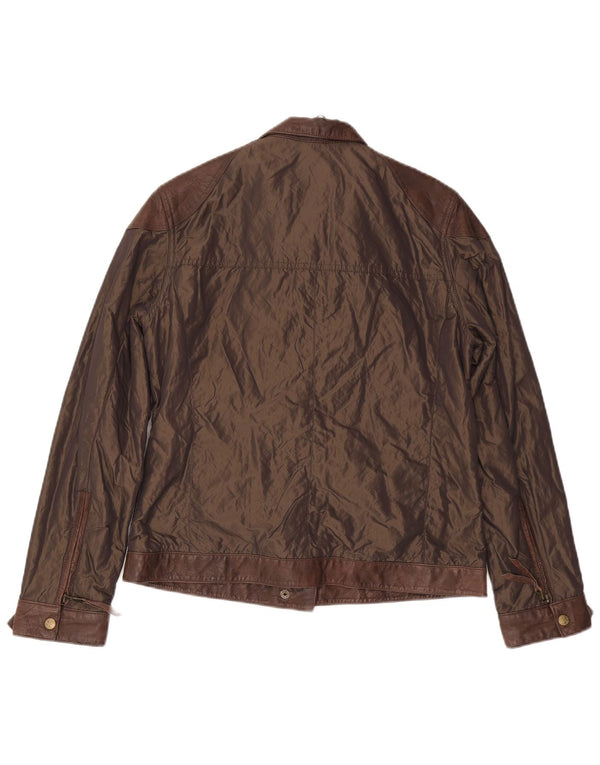 Vintage ženska pomoćna jakna UK 14 srednje smeđi poliamid