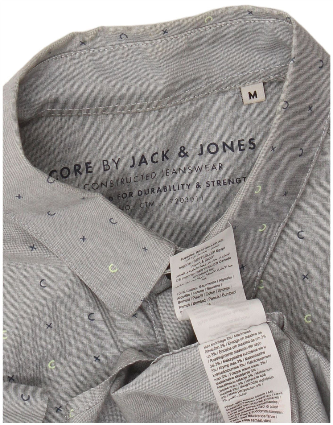Jack & Jones muška košulja kratkih rukava, pamuk srednje sive točke