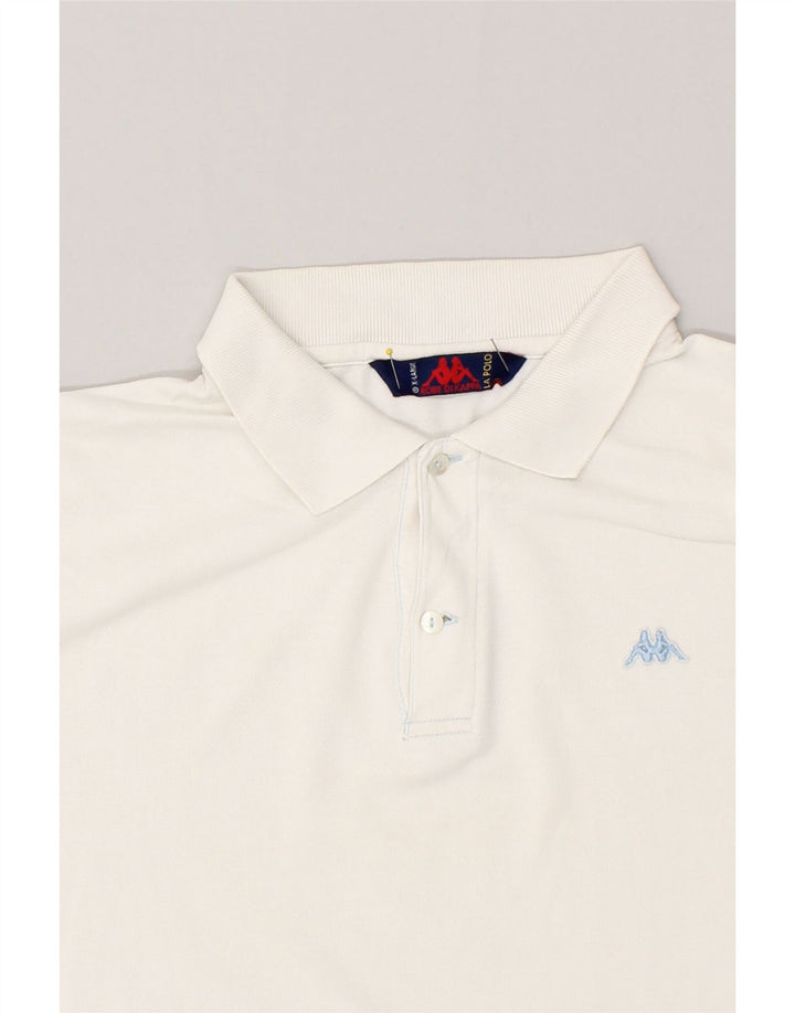 KAPPA Mens Polo Shirt XL White Cotton Vintage Kappa and Second-Hand Kappa from Messina Hembry 