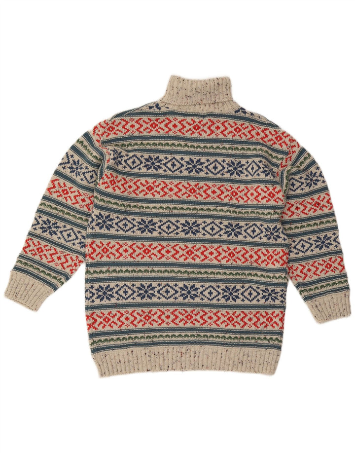 Trend muški džemper s rol izrezom Srednje sivi Fair Isle akril