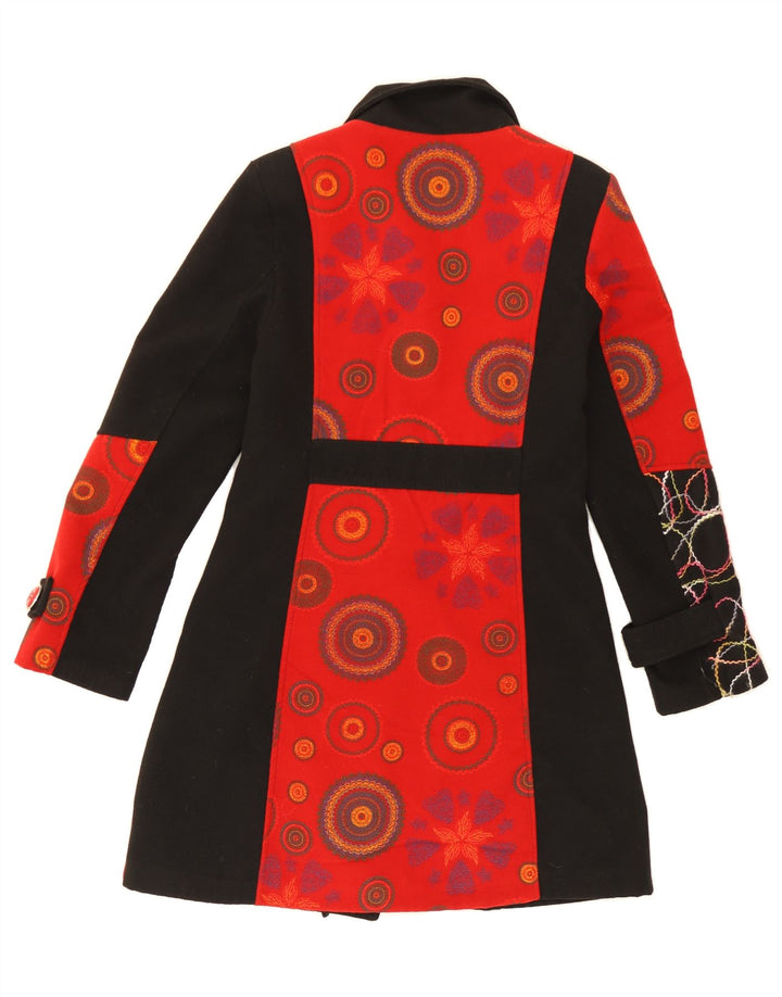 VINTAGE Womens Graphic Double Breasted Coat UK 10 Small Red Vintage Vintage and Second-Hand Vintage from Messina Hembry 