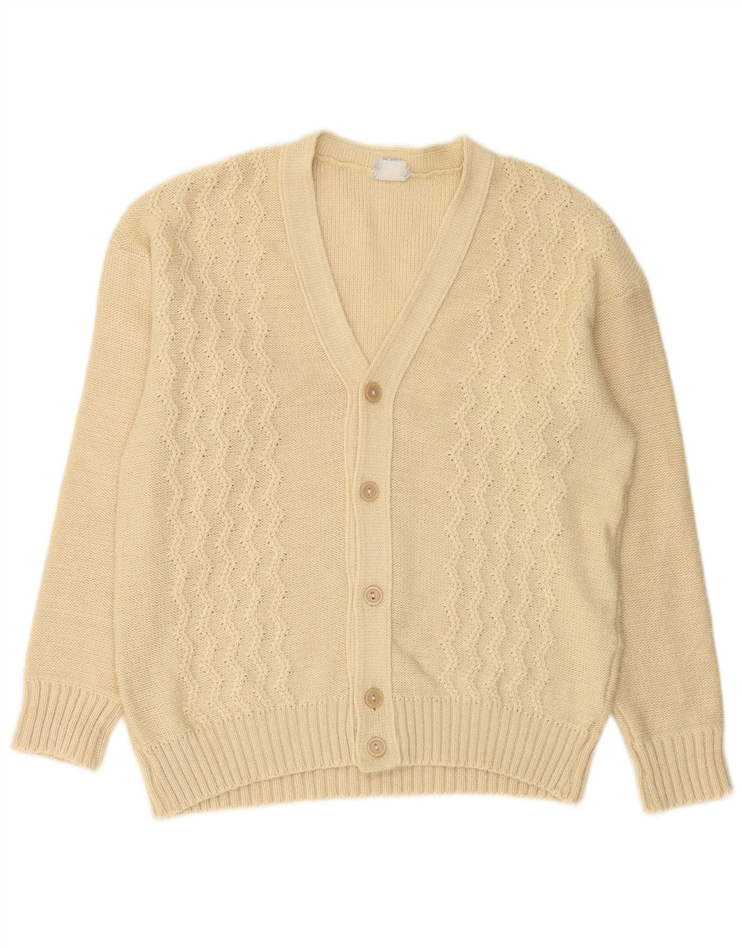 VINTAGE Mens Cardigan Sweater IT 50 Medium Off White