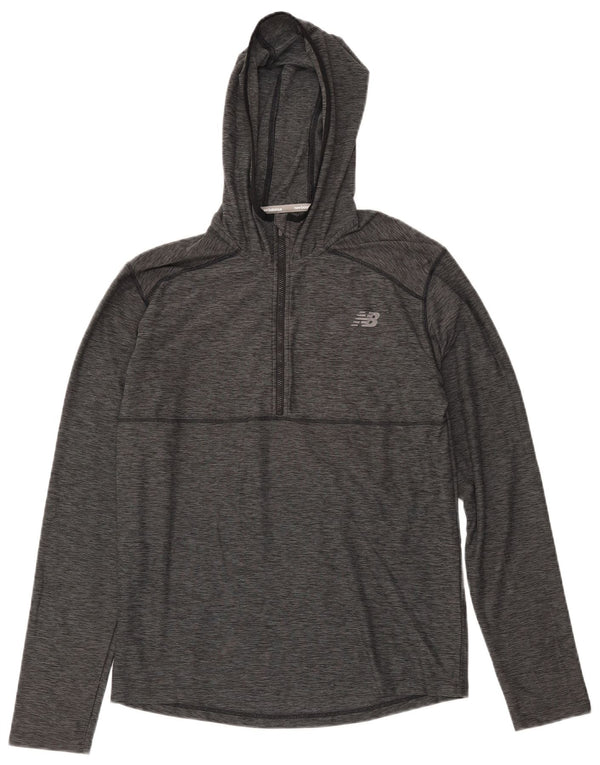 NEW BALANCE Mens Hooded Pullover Tracksuit Top Small Grey Flecked