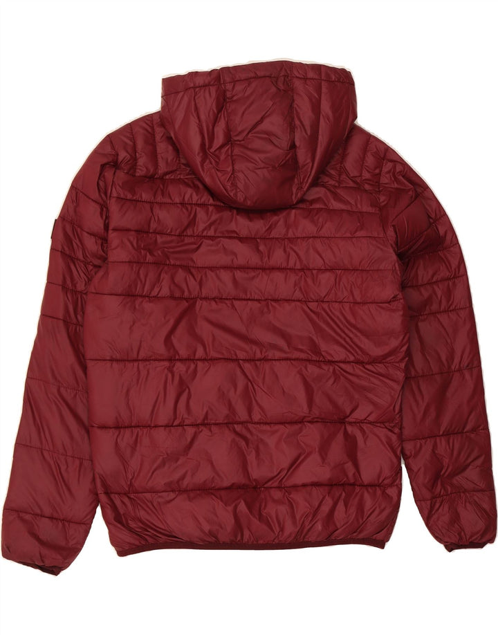 JACK & JONES Mens Hooded Padded Jacket UK 40 Large Maroon Nylon Vintage Jack & Jones and Second-Hand Jack & Jones from Messina Hembry 
