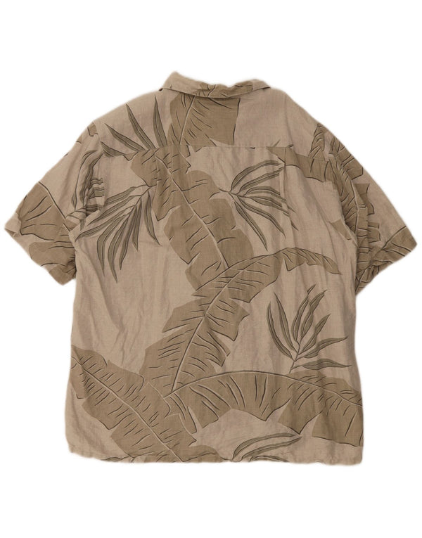 Nautica Mens Short Sleeve Shirt Large Grey Floral Linen