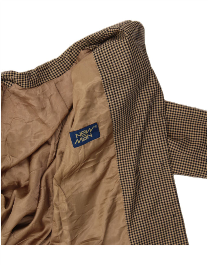 VINTAGE Womens 2 Button Blazer Jacket UK 14 Large Brown Check Vintage Vintage and Second-Hand Vintage from Messina Hembry 