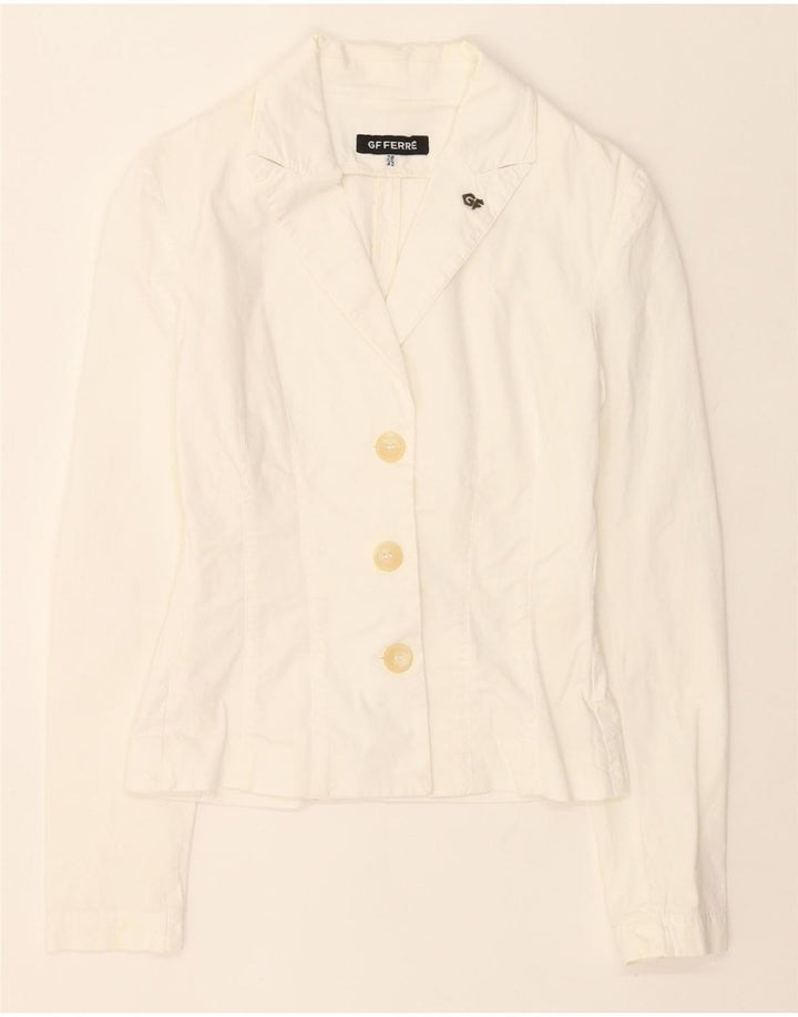 GF FERRE Womens 3 Button Blazer Jacket IT 42 Medium White Vintage GF Ferre and Second-Hand GF Ferre from Messina Hembry 