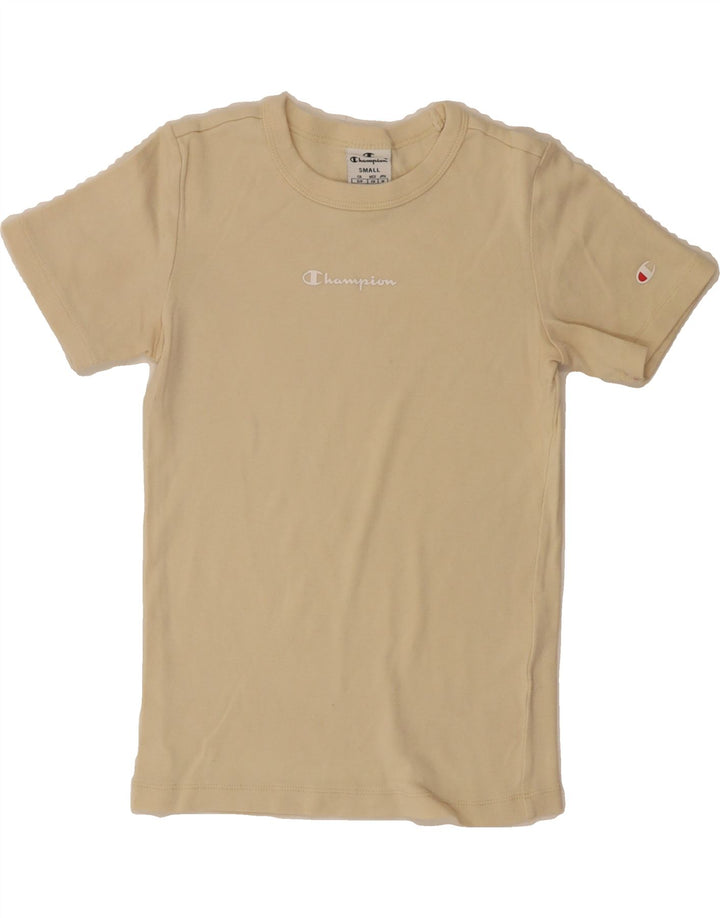 CHAMPION Womens T-Shirt Top UK 8 Small Beige Vintage Champion and Second-Hand Champion from Messina Hembry 