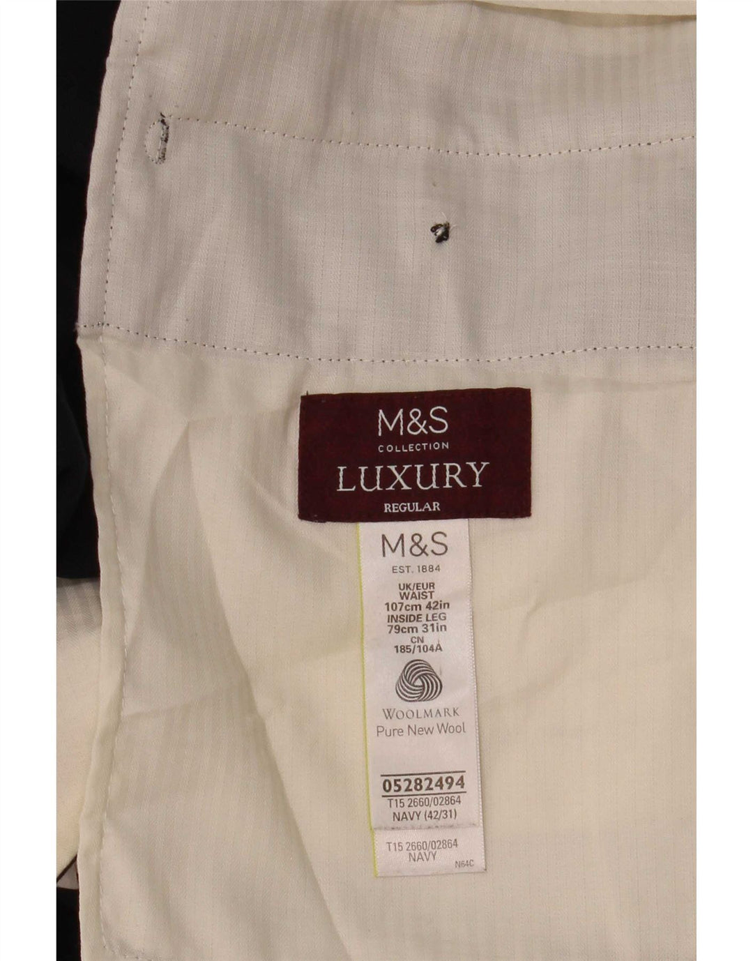 Marks & Spencer muške hlače standardnog kroja W42 L31 tamnoplava vuna