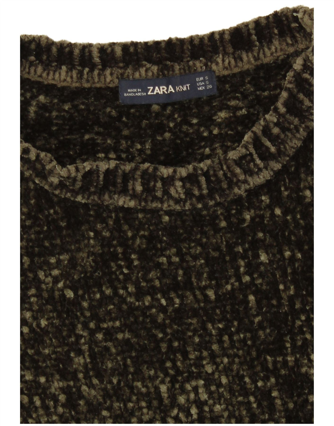 Zara ženski pulover s veznim izrezom UK 10 Mali kaki poliester