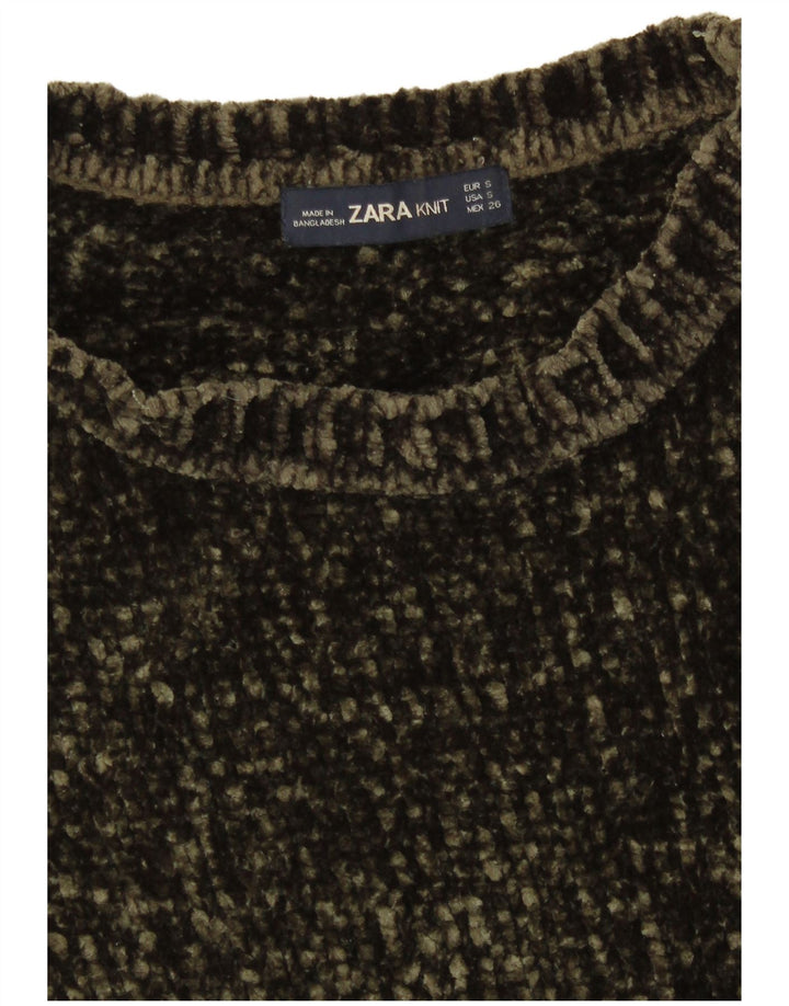 Zara ženski pulover s veznim izrezom UK 10 Mali kaki poliester