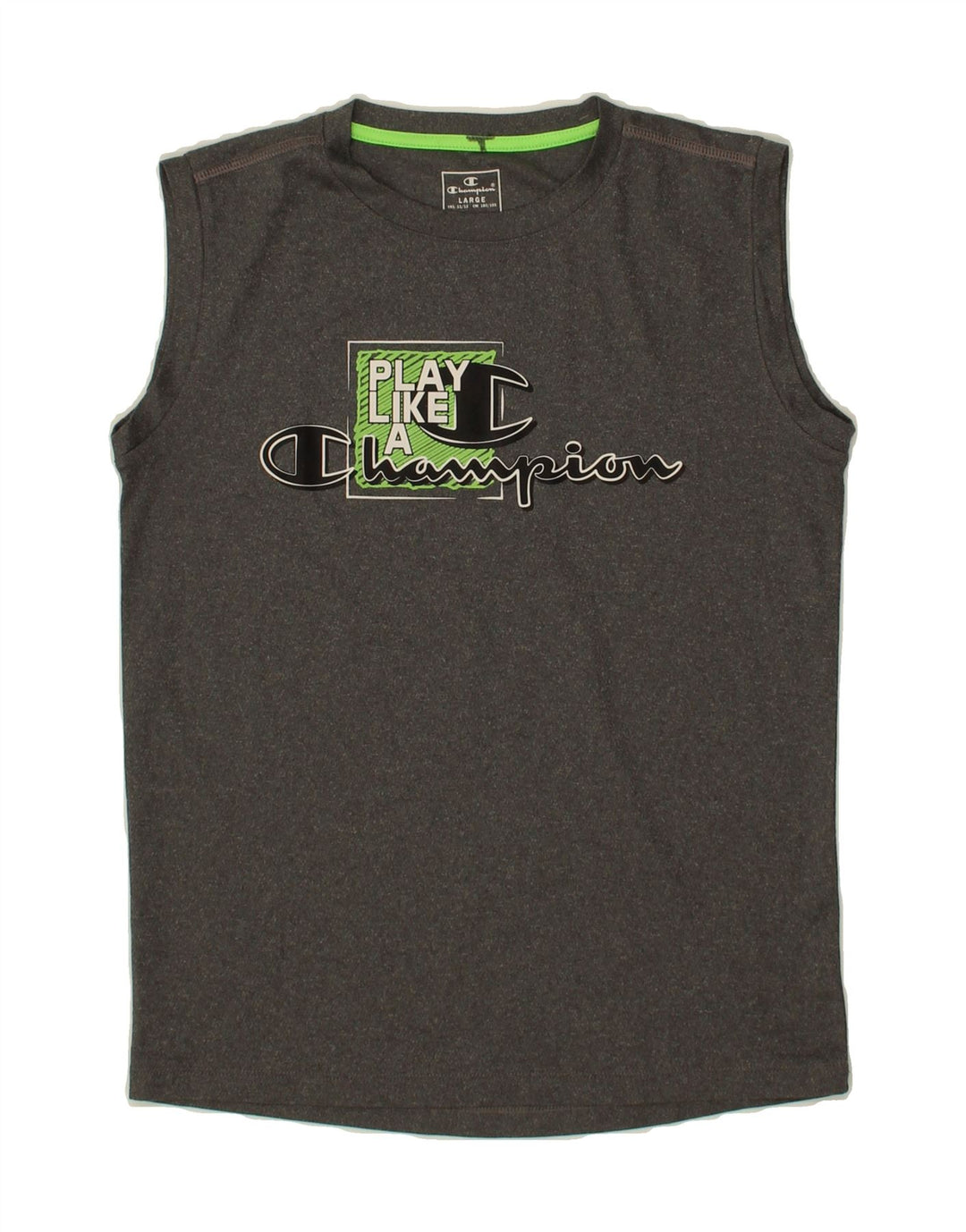 CHAMPION Boys Graphic Vest Top 11-12 Years Large  Grey Vintage Champion and Second-Hand Champion from Messina Hembry 