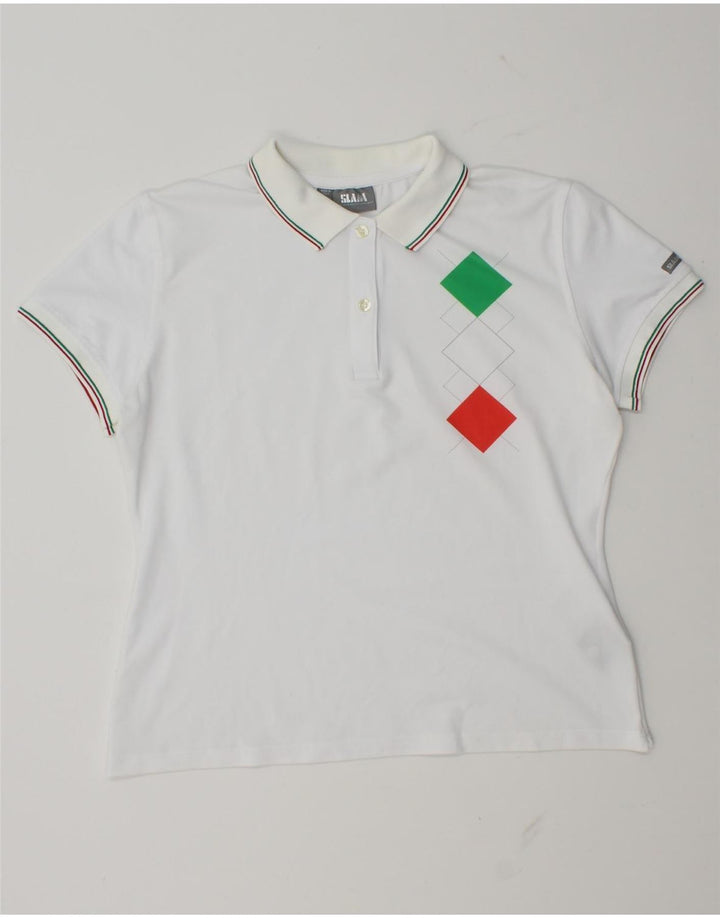 Slam ženska polo majica UK 14 velika bijela Argyle/dijamantni poliamid