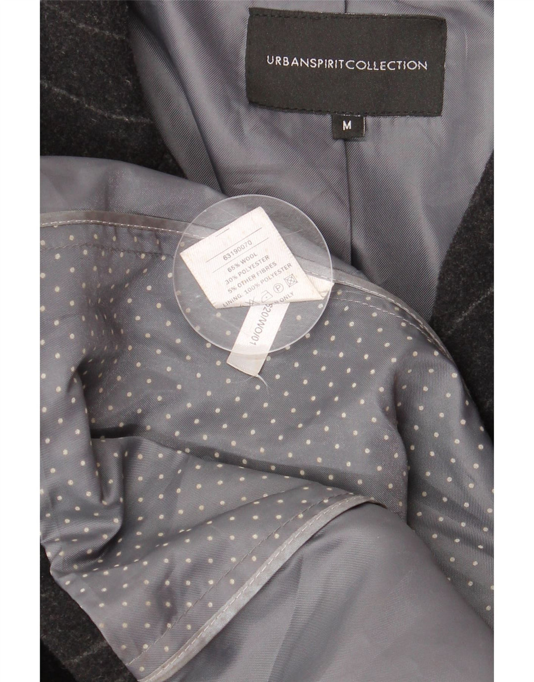 URBAN SPIRIT Muški gornji kaput UK 38 Vuna srednje crnih pruga