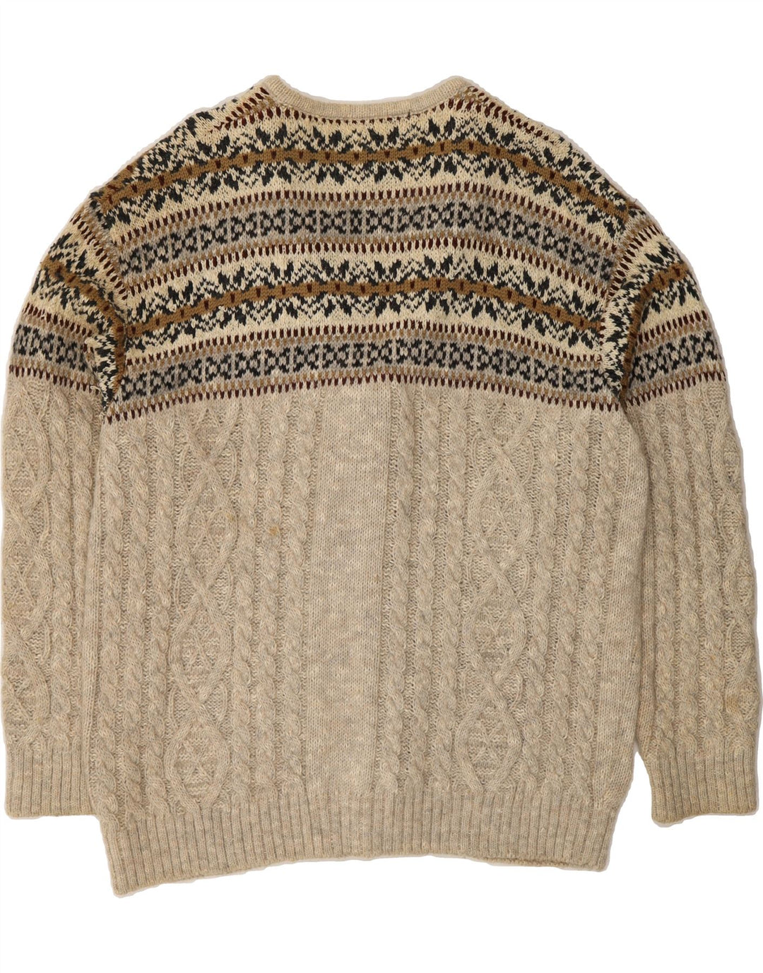 FIUME Mens Cardigan Sweater XL Grey Fair Isle Vintage Fiume and Second-Hand Fiume from Messina Hembry 