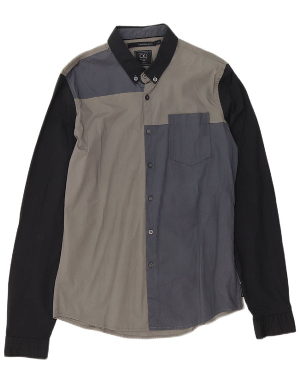 CALVIN KLEIN JEANS Muška uska košulja velikog sive boje, pamuk