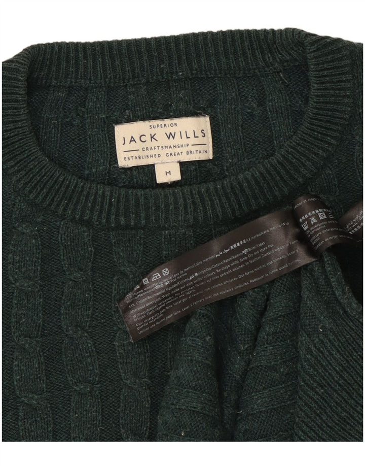 Jack Wills muški džemper s okruglim izrezom srednje zelene vune