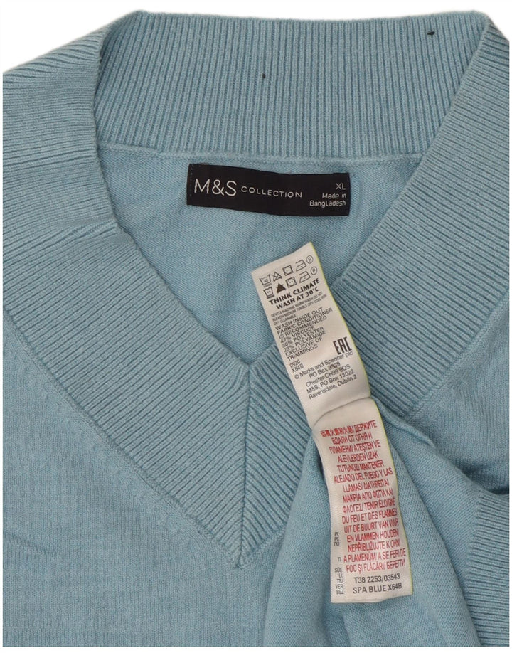 Marks & Spencer ženski veliki džemper s V-izrezom UK 18 XL plava