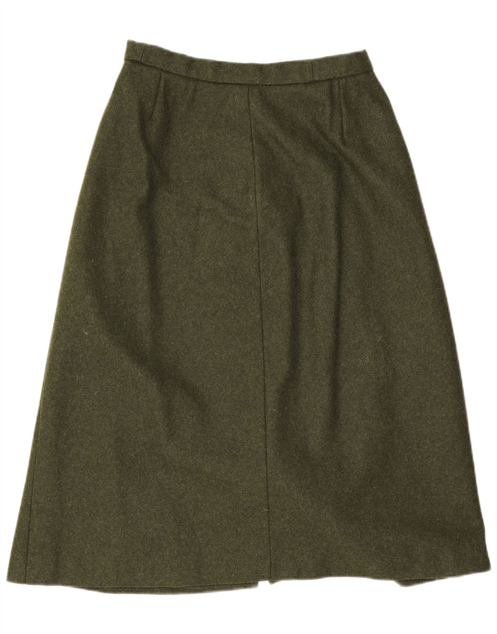 Vintage ženska suknja A-kroja W26 Mala kaki boja
