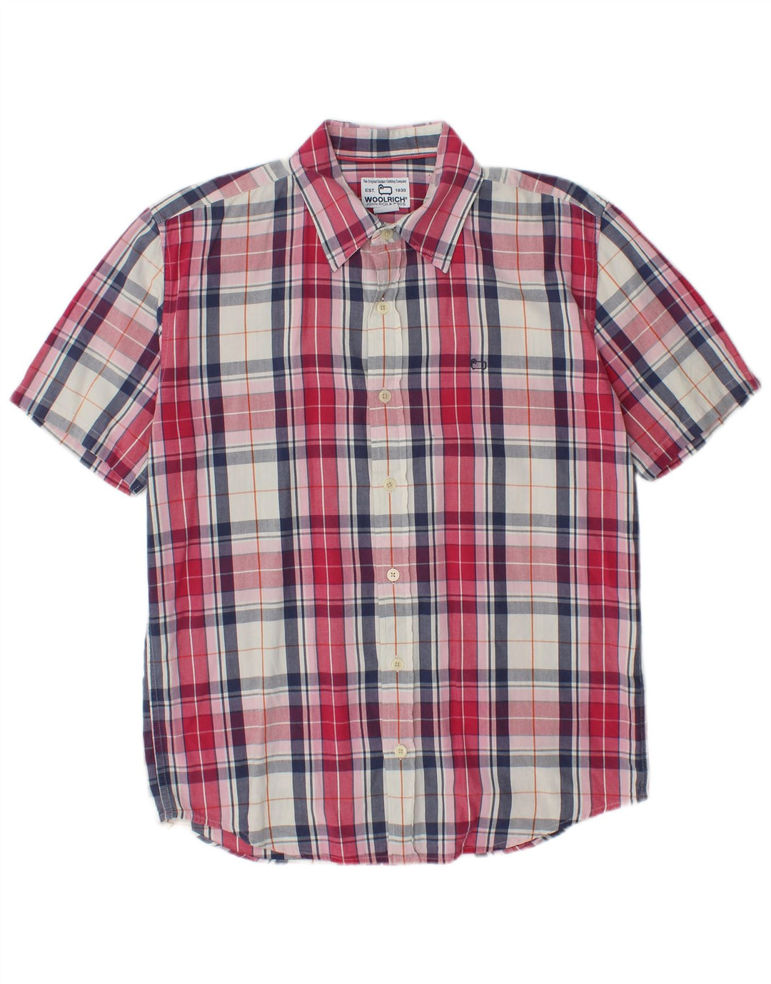 WOOLRICH Muška košulja kratkih rukava srednje crvene karirane pamuk