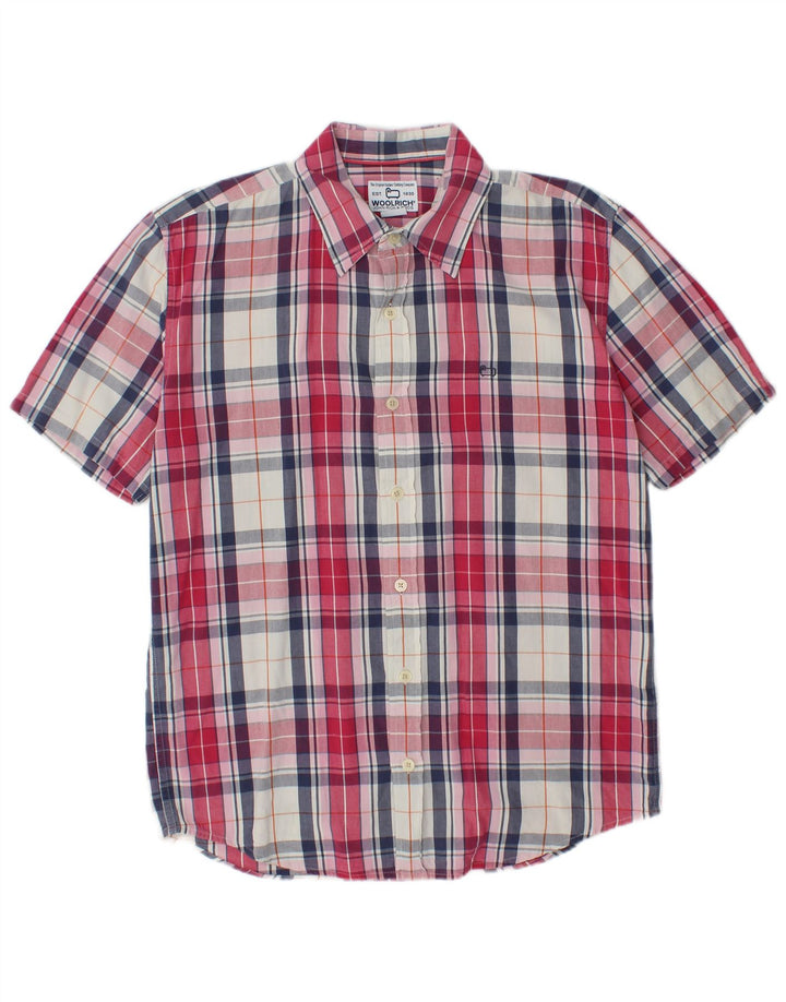 WOOLRICH Muška košulja kratkih rukava srednje crvene karirane pamuk