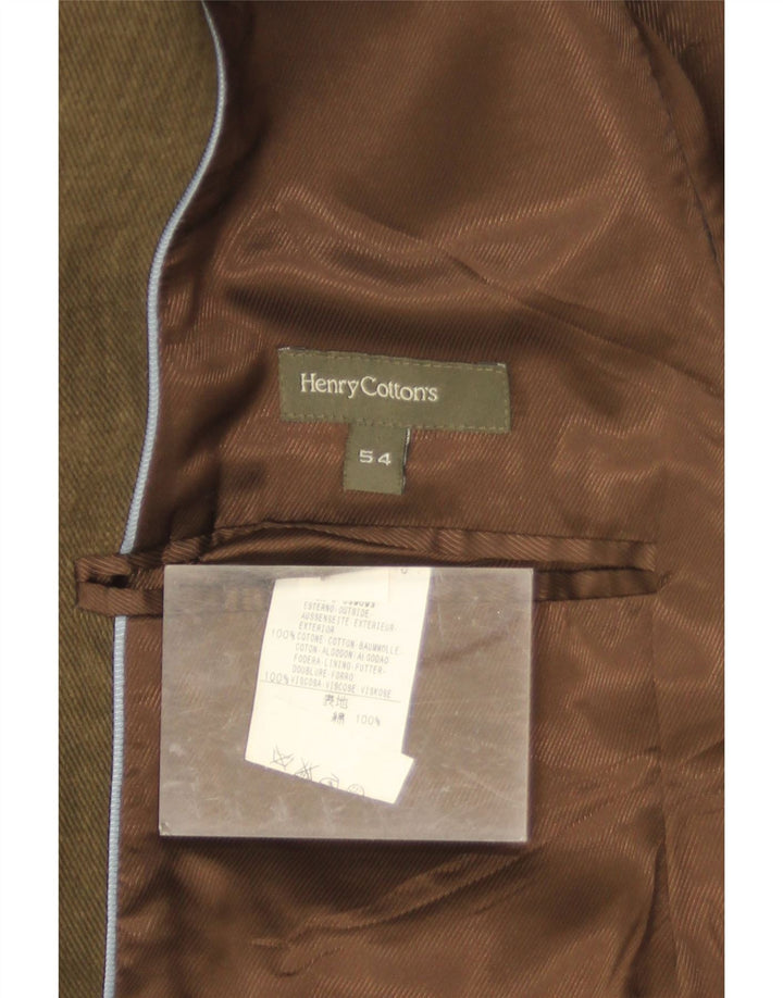 Henry Cottons muška jakna s 3 gumba IT 54 2XL kaki pamuk