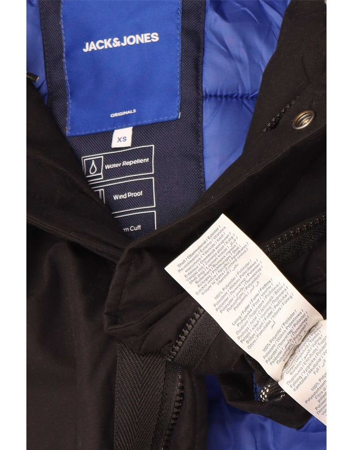 Jack & Jones muška parka jakna s kapuljačom UK 34 XS crni poliester