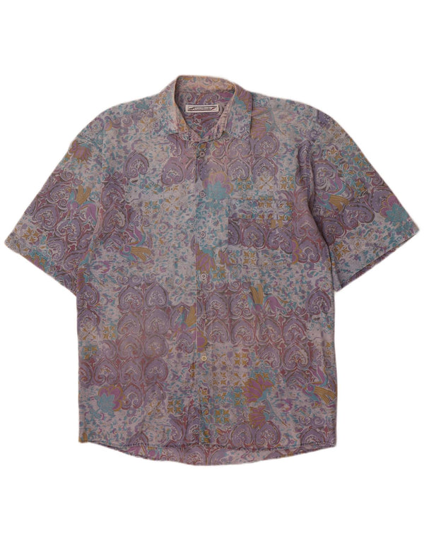 Daniel Brooks Mens Short Sleeve Shirt Large Purple Paisley