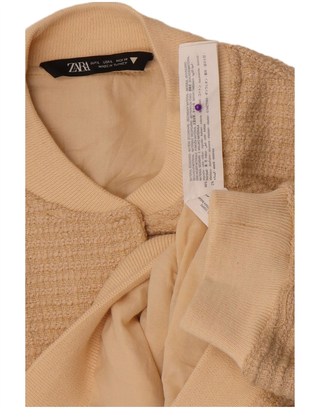 Zara ženska bomber jakna UK 16 Large Beige Cotton