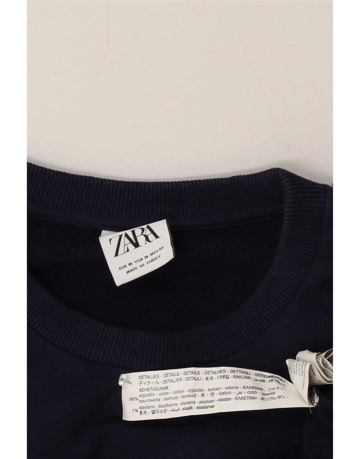 Zara muški džemper s grafičkim motivima, srednji tamnoplavi pamuk